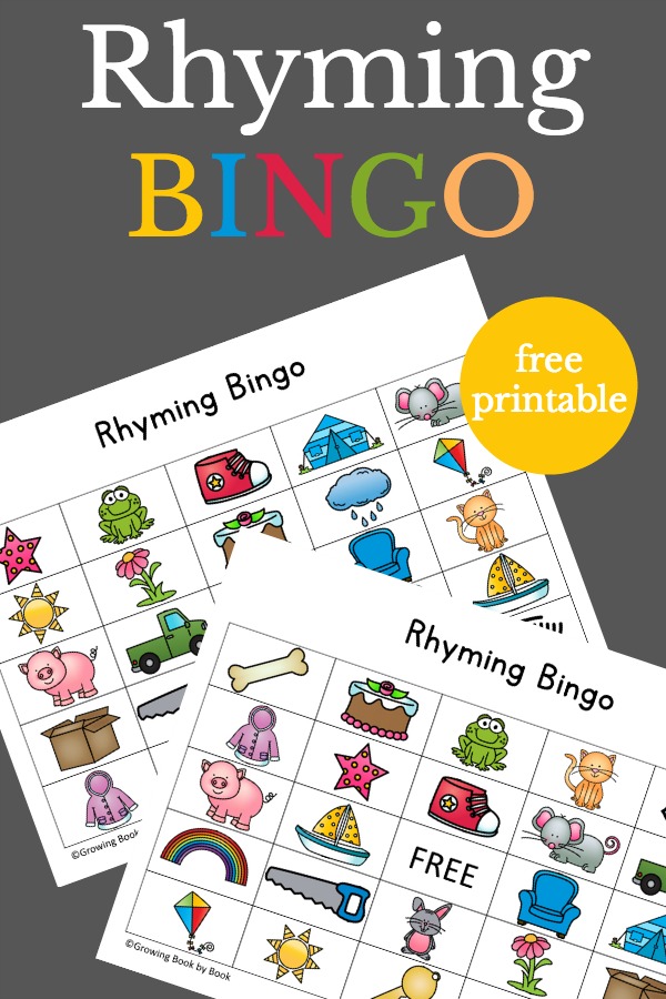 Playing Rhyming Bingo is a great way for kids to build phonological awareness skills.