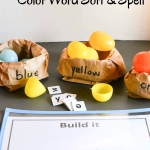 This Green Eggs and Ham game helps kids with color identification and color word spelling. Perfect for celebrating Dr. Seuss Day.