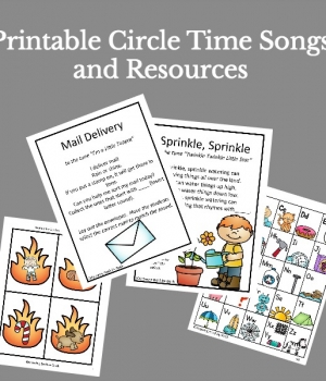 Lots of printable circle time songs and chants to use with toddlers, preschoolers and kindergarteners.