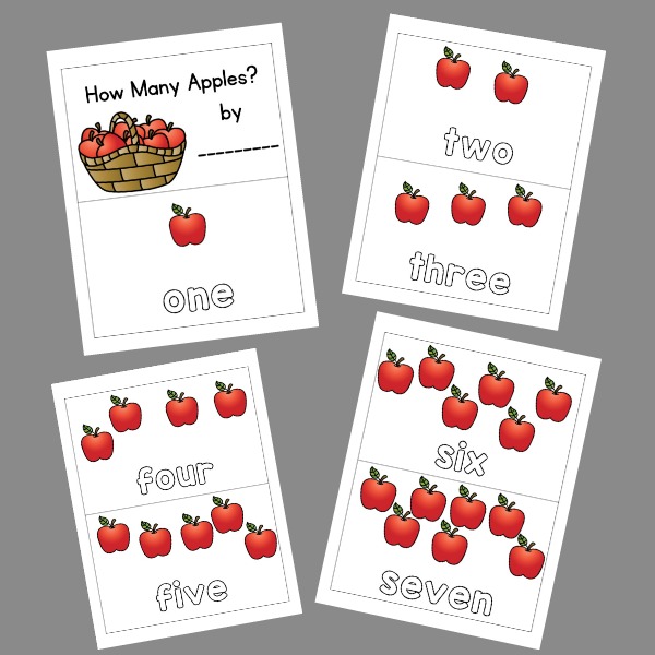 Count the apples printable math book for emergent readers.