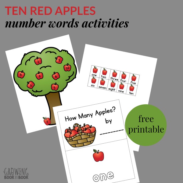 Enjoy Ten Red Apples by Pat Hutchins and then learn about numbers with these number words activities. Free printables included.
