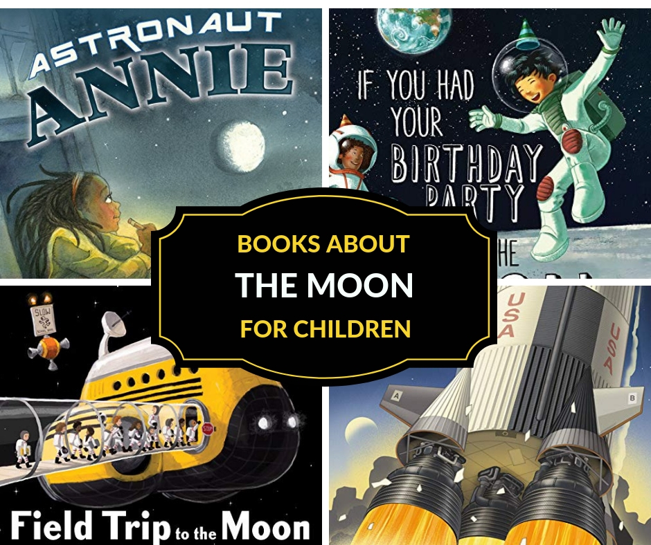 book covers of books about the moon