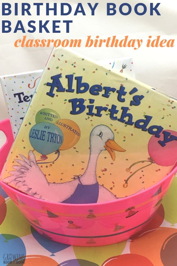 create a book basket for a fun classroom birthday idea