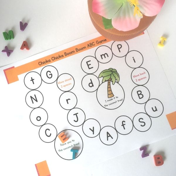 playing an alphabet game with printable game board