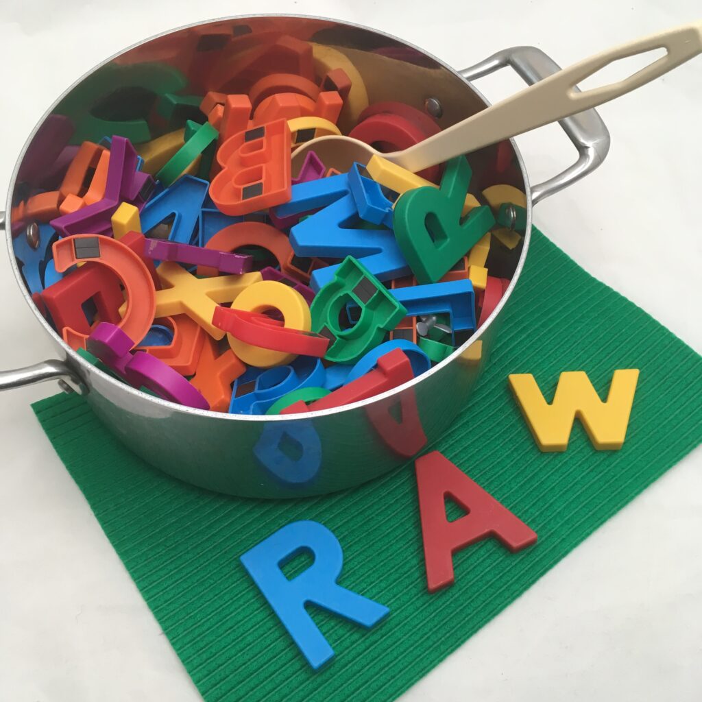 pot with magnetic letters