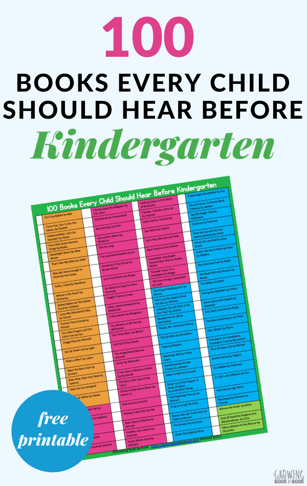 100 books to read before kindergarten