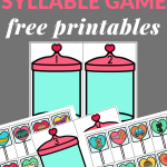 a printable syllable game that is Valentine's Day themed