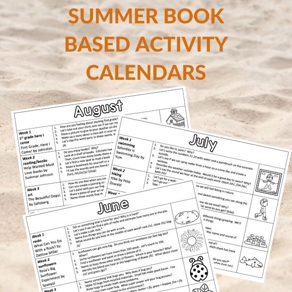 sample calendar of book based activity calendar