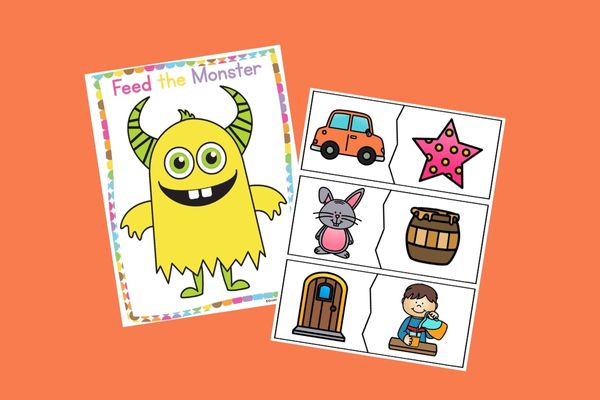 rhyming activity with monster theme